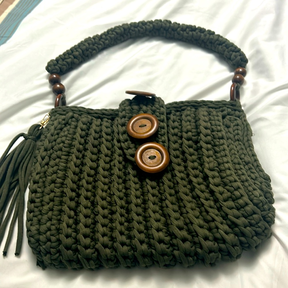 Handbag hunter green hand crafted local talent